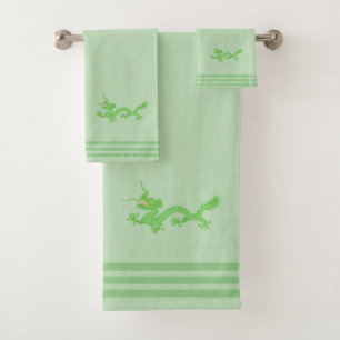 Dragon vert personnalisé et trois bandes sur vert 