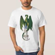 Dragon vert sur T-shirt blanc