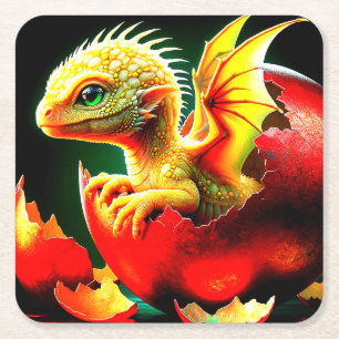 Dragon Vierkante Kartonnen Onderzetter