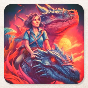 Dragon Vierkante Kartonnen Onderzetter