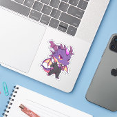 Dragon violet dans un Sticker en costume (Ordinateur portable avec iPhone)