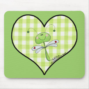 Dragon Vlieg in groen gingham hart Muismat