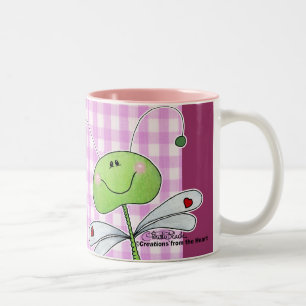 Dragon Vlieg op Pink Gingham Tweekleurige Koffiemok