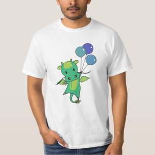 Dragon vliegt met ballonnen en vult met draak t-shirt
