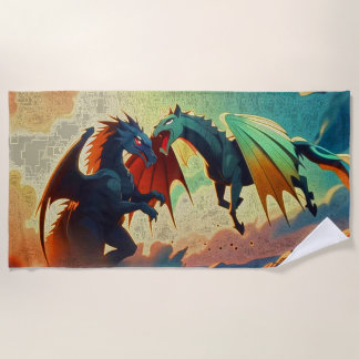Dragon vs Pegasus - Fantasy Art Strandlaken