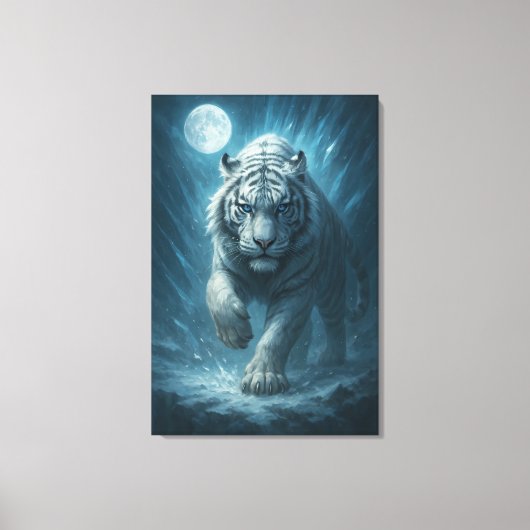 Dragon vs White Tiger – Mystical Fantasy Wall Art Canvas Afdruk (Voorkant)