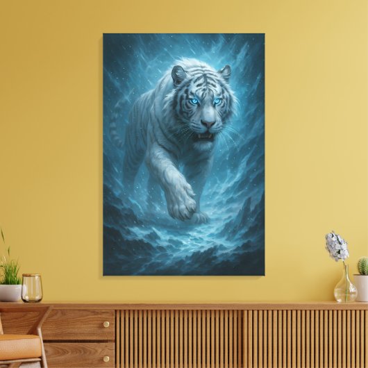 Dragon vs White Tiger – Mystical Fantasy Wall Art  Canvas Afdruk (Insitu (Woonkamer))