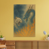 Dragon vs White Tiger – Mystical Fantasy Wall Art  Canvas Afdruk (Insitu (Woonkamer))