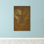 Dragon vs White Tiger – Mystical Fantasy Wall Art  Canvas Afdruk (Insitu (Houten vloer))