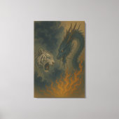 Dragon vs White Tiger – Mystical Fantasy Wall Art  Canvas Afdruk (Voorkant)