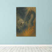Dragon vs White Tiger – Mystical Fantasy Wall Art  Canvas Afdruk (Insitu (Houten vloer))