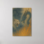 Dragon vs White Tiger – Mystical Fantasy Wall Art Canvas Afdruk (Voorkant)