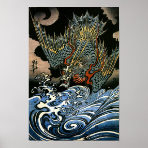 Dragon & Water Spirit Kuniyoshi Poster