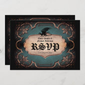 Dragon Wedding Medieval Gothic  Throne RSVP Kaart (Voorkant / Achterkant)