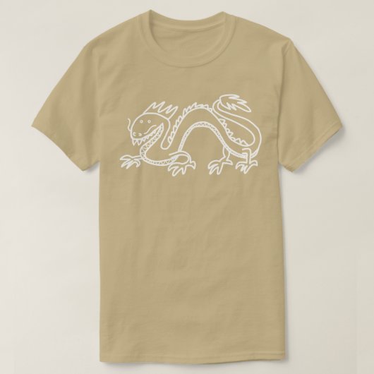 Dragon White Line Drawing T-shirt (Design voorkant)