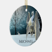 Dragon Winter Ice Crystals Snow Kerstmis Keramisch Ornament (Rechts)