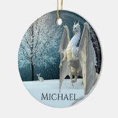 Dragon Winter Ice Crystals Snow Kerstmis Keramisch Ornament (Links)