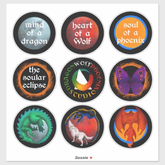 Dragon Wolf Phoenix Studio stickers (Vel)