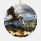 Dragon Wyvern Fire Breathing Fantasy Keramisch Ornament (Achterkant)