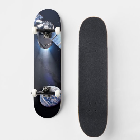 Dragon XL ruimtevaartuig met planeet Aarde op afst Skateboard (Voorkant)
