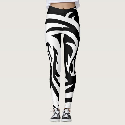 Dragon Yin en Yang in zwart-wit Leggings (Voorkant)