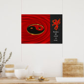 Dragon Yin Yang Poster rouge et noir (Cuisine)