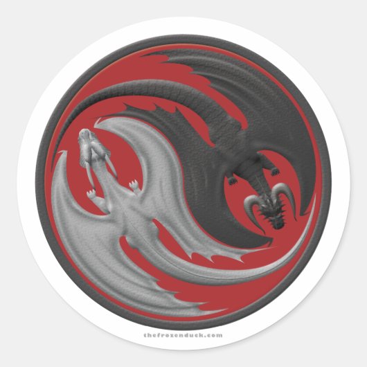 Dragon Yin-Yang Ronde Sticker (Voorkant)
