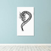 Dragon zwart-wit ontwerp canvas afdruk (Insitu (Houten vloer))