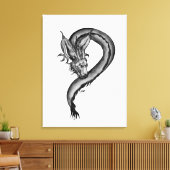 Dragon zwart-wit ontwerp canvas afdruk (Insitu (Woonkamer))