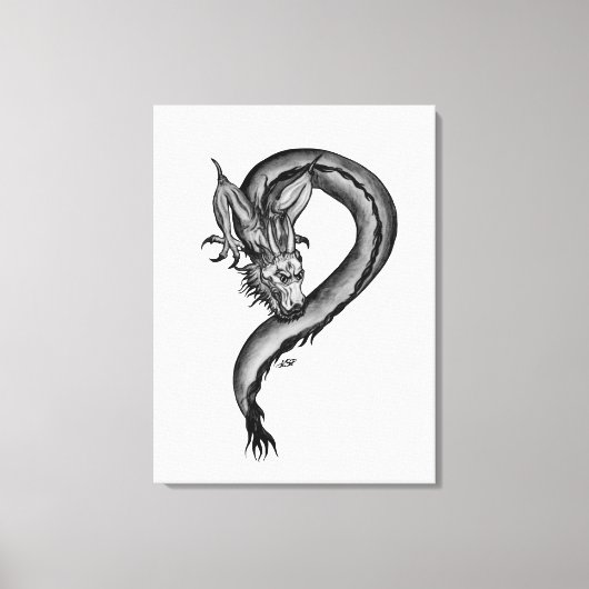 Dragon zwart-wit ontwerp canvas afdruk (Voorkant)