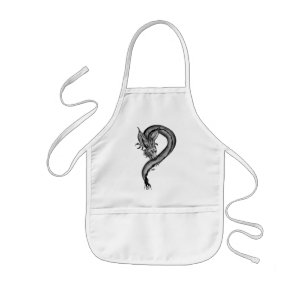 Dragon zwart-wit ontwerp kinder schort