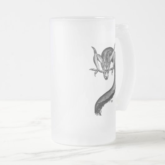 Dragon zwart-wit ontwerp matglas bierpul (Voorkant rechts)