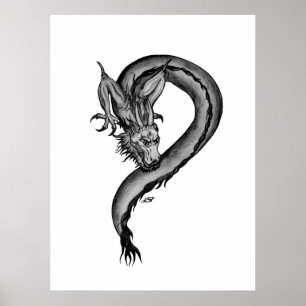 Dragon zwart-wit ontwerp poster