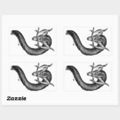 Dragon zwart-wit ontwerp rechthoekige sticker (Vel)