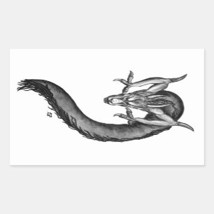 Dragon zwart-wit ontwerp rechthoekige sticker