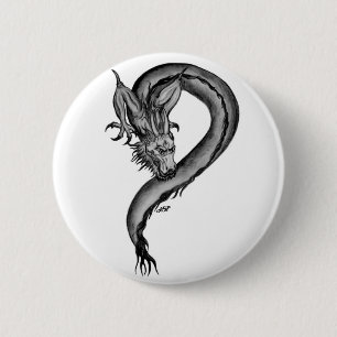 Dragon zwart-wit ontwerp ronde button 5,7 cm