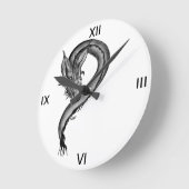 Dragon zwart-wit ontwerp ronde klok (Hoek)
