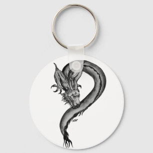 Dragon zwart-wit ontwerp sleutelhanger