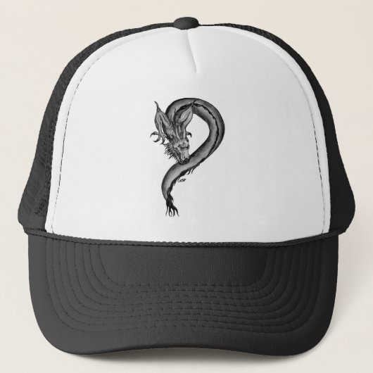 Dragon zwart-wit ontwerp trucker pet (Voorkant)