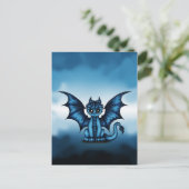 Dragonbaby blauw briefkaart (Staand voorkant)