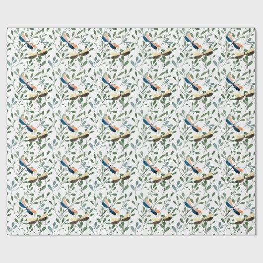 Dragonfiles Cheerful Summer Leaf Pattern Cadeaupapier (Vlak)