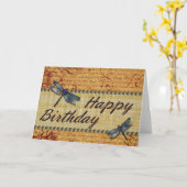 Dragonflies Birthday Kaart (Gele Bloem)