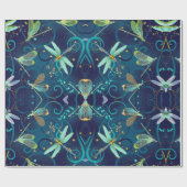 Dragonflies Blauwgroen omlooppapier Cadeaupapier (Vlak)