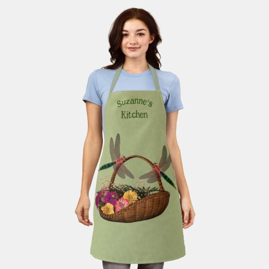 Dragonflies bloem mand gepersonaliseerd schort (Gedragen)