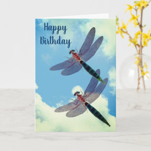 Dragonflies Blue Sky Natuur Birthday Kaart