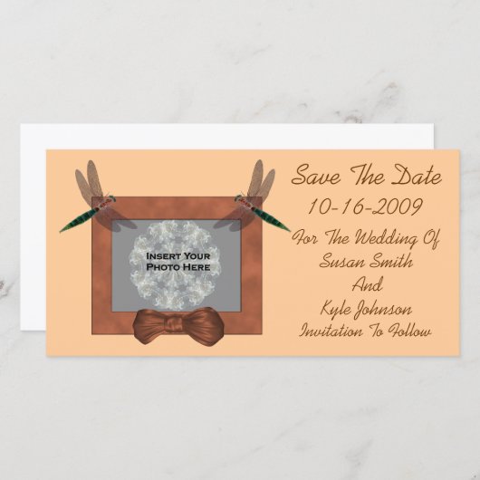 Dragonflies bruiloft opslaan Datum fotokaart Save The Date (Voorkant / Achterkant)