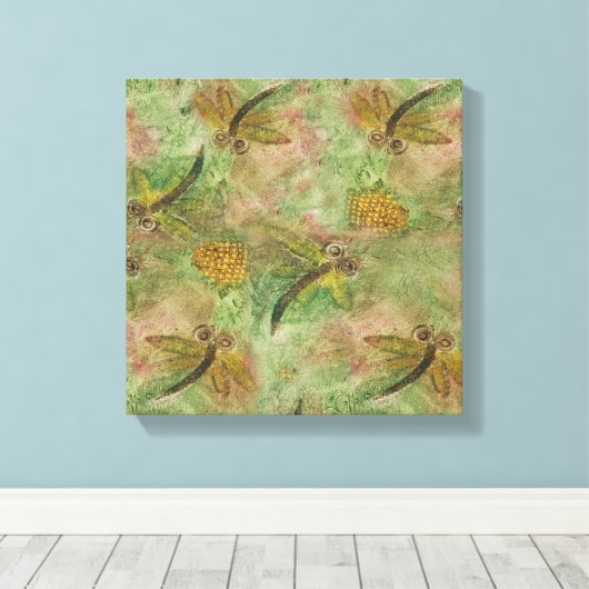 Dragonflies Cotton Snoep Canvas Afdruk (Insitu (Houten vloer))