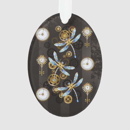Dragonflies de Steampunk sur arrière - plan rayé b (dos)