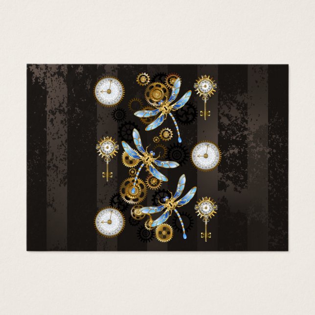Dragonflies de Steampunk sur arrière - plan rayé b (Devant)