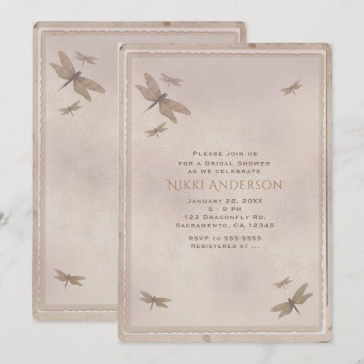 Dragonflies  Dragonfly Elegant Invitation Kaart (Voorkant / Achterkant)